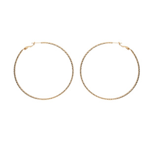 Créoles en plaqué or diamantée 65mm avec fermoir clapet