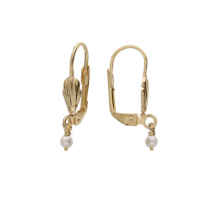 Boucles d’oreille en plaqué or avec Perle de culture d’eau douce 3mm et fermoir dormeuse