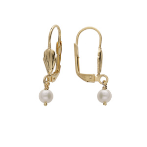 Boucles d’oreille en plaqué or avec Perle de culture d’eau douce 5mm et fermoir dormeuse