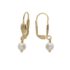 Boucles d’oreille en plaqué or avec Perle de culture d’eau douce 6mm et fermoir dormeuse