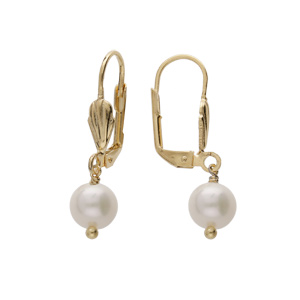 Boucles d’oreille en plaqué or avec Perle de culture d’eau douce 8mm et fermoir dormeuse