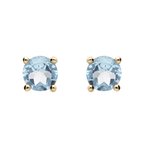 Boucles d'oreille en plaqué or pierre véritable Topaze bleu 4mm fermoir poussette