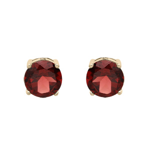 Boucles d’oreille en plaqué or pierre véritable Grenat 4mm fermoir poussette