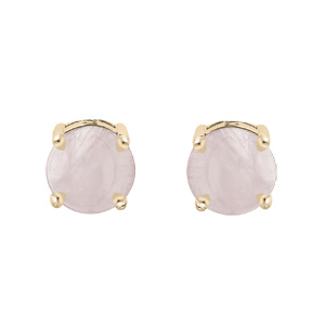 Boucles d'oreille en plaqué or pierre véritable Quartz rose 4mm fermoir poussette