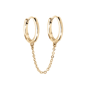 Boucles d’oreille « Ear Cuff » en plaqué or menottes lisses articulées avec chaînette (pour 2 trous) vendue unité