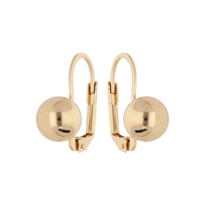 Boucles d’oreille en plaqué or boule lisse 8mm avec fermoir dormeuse