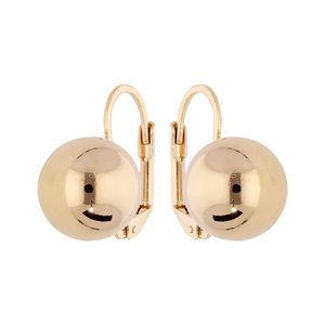 Boucles d’oreille en plaqué or boule lisse 12mm avec fermoir dormeuse