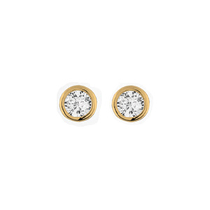 Boucles d’oreille en plaqué or ronde serti clos oxyde blanc 4mm et fermoir poussette