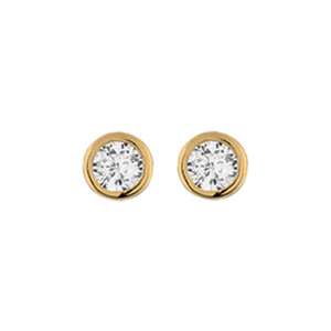 Boucles d’oreille en plaqué or ronde serti clos oxyde blanc 5mm et fermoir poussette