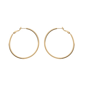 Créoles en plaqué or tube lisse 55mm fermoir clapet