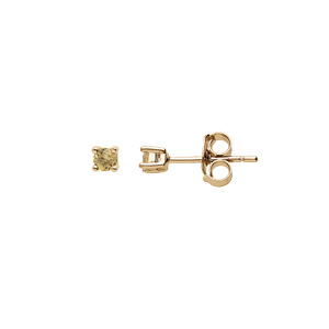Boucles d’oreille en plaqué or pierre véritable Citrine 2.5mm et fermoir poussette