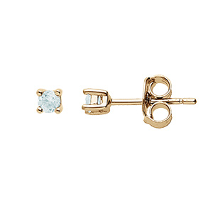 Boucles d'oreille en plaqué or pierre véritable Topaze bleu transparent 2.5mm et fermoir poussette
