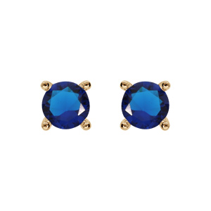 Boucles d'oreille en plaqué or oxyde bleu foncé 4mm 4 griffes et fermoir poussette