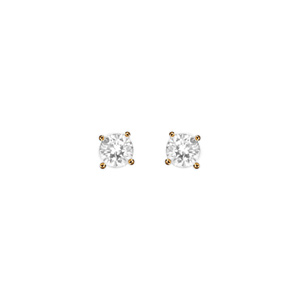 Boucles d’oreille en plaqué or oxyde blanc serti 4 griffes 5mm et fermoir poussette