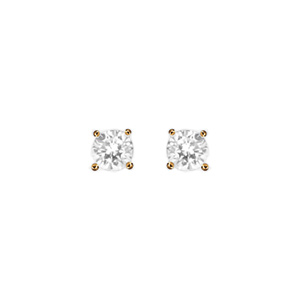 Boucles d’oreille en plaqué or oxyde blanc serti 4 griffes 6mm et fermoir poussette