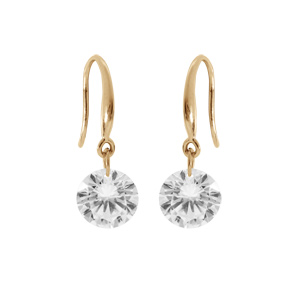 Boucles d’oreille en plaqué or oxyde blanc facetté suspendu et fermoir crochet