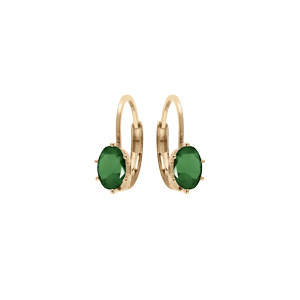 Boucles d’oreille en plaqué or oxyde vert serti, fermoir dormeuse