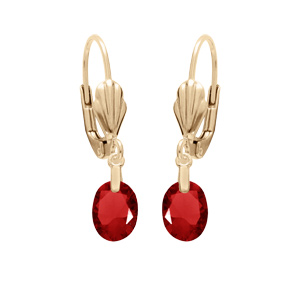 Boucles d’oreille en plaqué or goutte oxyde faceté grenat foncé et fermoir dormeuse