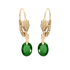 Boucles d’oreille en plaqué or goutte oxyde faceté vert foncé et fermoir dormeuse