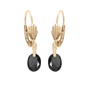 Boucles d’oreille en plaqué or goutte oxyde faceté noir et fermoir dormeuse