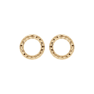 Boucles d'oreille en plaqué or cercle diamanté et fermoir poussette