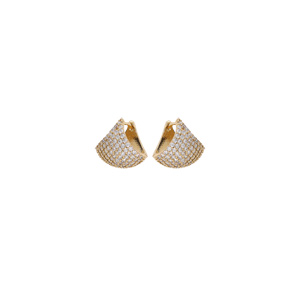 Boucles d’oreille en plaqué or articulée pavé d’oxydes blancs sertis et fermoir poussette