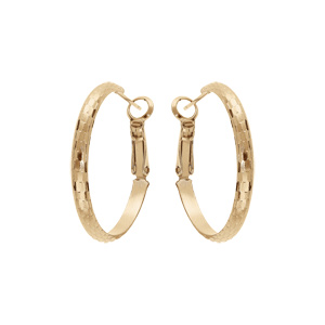 Créoles en plaqué or anneau diamanté en écaille 30mm