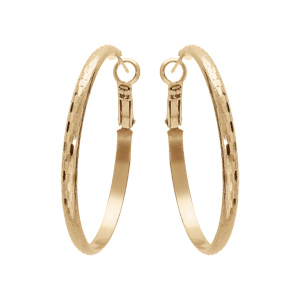 Créoles en plaqué or anneau diamanté en écaille 40mm