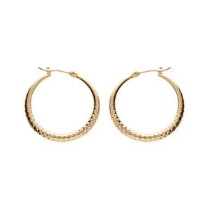 Créoles en plaqué or en chute martelée en dégradé 30mm