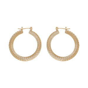 Créoles en plaqué or plate striée 30mm