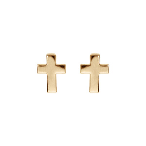 Boucles d’oreille tige en plaqué or, forme de croix