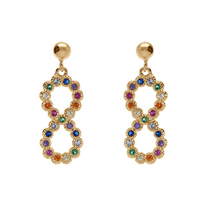 Boucles d’oreille tige plaqué or pendantes motif infini multi couleurs