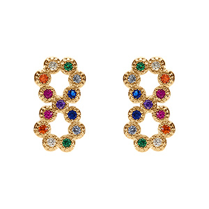 Boucles d’oreille tige en plaqué or puce motif infini multi couleurs