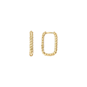 Boucles d’oreille tige en plaqué or rectangulaire torsadée