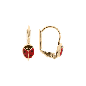 Boucles d’oreille en plaqué or coccinelle et fermoir dormeuse