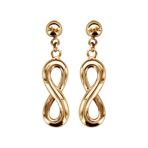 Boucles d’oreilles pendantes en plaqué or infini lisse et fermoir poussette