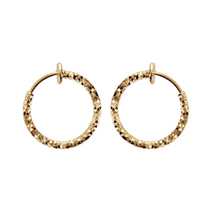 Créoles plaqué or tube diamantés 20mm pour oreilles non percées