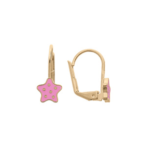 Boucles d’oreille en plaqué or étoile rose à poids et fermoir dormeuse