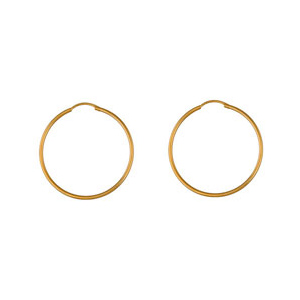 Créoles en plaqué or fil lisse - largeur 1,5mm et diamètre anneaux 35mm