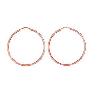 Créoles en plaqué or rose fil lisse - largeur 1,5mm et diamètre anneaux 35mm