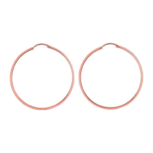 Créoles en plaqué or rose fil lisse - largeur 1,5mm et diamètre anneaux 45mm