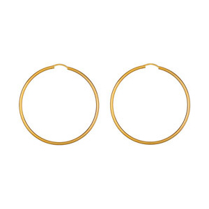 Créoles en plaqué or fil lisse - largeur 2mm et diamètre anneaux 55mm