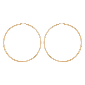 Créoles en plaqué or fil lisse - largeur 2mm et diamètre anneaux 65mm