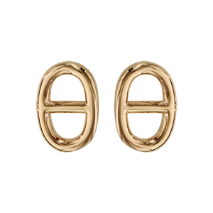 Boucles d’oreilles en plaqué or maille marine lisse et fermoir poussette