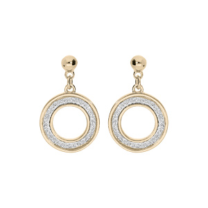 Boucles d'oreilles pendantes en plaqué or anneau suspendu avec glitter et fermoir poussette