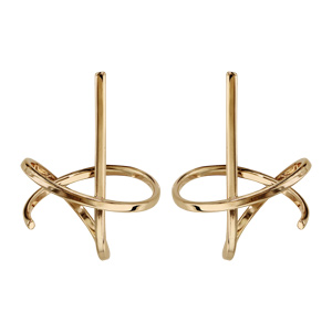 Boucles d'oreilles en plaqué or géométrie fil en forme de spirales et fermoir poussette
