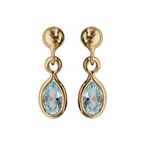 Boucles d'oreille pendantes en plaqué or avec navette bleu ciel et fermoir poussette