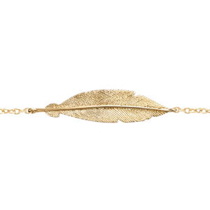 Bracelet en plaqué or chaîne avec plume 16+2cm