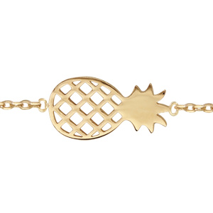 Bracelet en plaqué or chaîne avec ananas – longueur 16+2cm