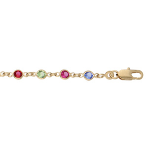Bracelet en plaqué or tutti frutti maillons ornés oxydes multi couleurs tendre 16+3cm